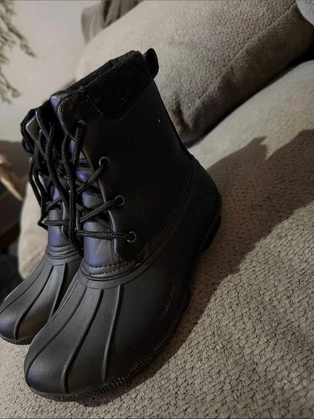 American Exchange Black Kids Lace-Up Duck Boots